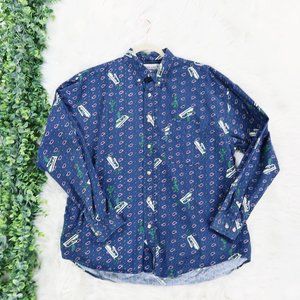 Grand Slam Button Front Golf Bag Casual Shirt L